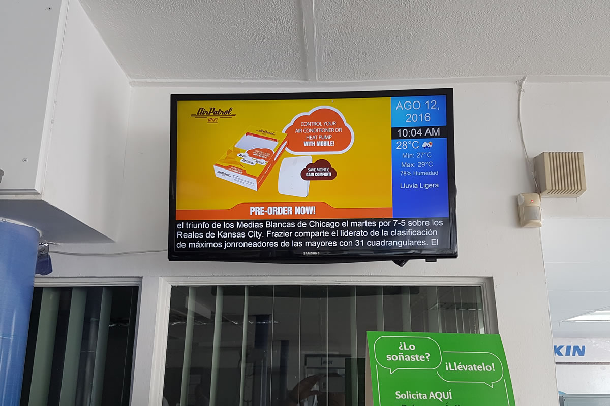 Digital screen in a waiting room